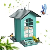 Vogelfutterstation Eichhörnchensicher zum Aufhängen im Freien, Metall Vogelfutterhaus mit...