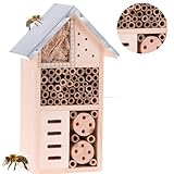 Smart-Planet Stabiles Insektenhotel Naturbelassenes Bienenhotel aus Holz - wetterfestes Insekten...